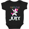 july born unicorns Baby Bodysuit