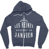 les reines naissent en janvier Zipper Hoodie