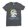 unicorns are born in february cute unicorn Ladies Fitted T-Shirt