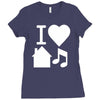 i love house music dj baseball Ladies Fitted T-Shirt