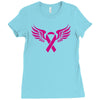 breast cancer ribbon with wing Ladies Fitted T-Shirt