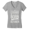 legends are born in october Women's V-Neck T-Shirt