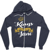 kings are born in june Zipper Hoodie