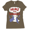 nuke the whales funny Ladies Fitted T-Shirt