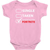 too busy playing fortnite White Logo Baby Bodysuit