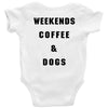 weekends coffee and dogs back Baby Bodysuit