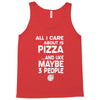 care about pizza and 3 people girls Tank Top