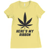 Support Melanoma Cancer Awareness With A Black Cannabis Leaf Ladies Fitted T-Shirt