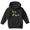 be a hero logo white Youth Hoodie