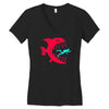 monster fish eats diver Women's V-Neck T-Shirt