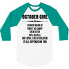 Super October Girl 3/4 Sleeve Shirt