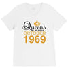 queens are born in october 1969 V-Neck Tee