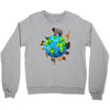 animal polygon around the planet Crewneck Sweatshirt