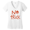 no trick pumpkin halloween Women's V-Neck T-Shirt