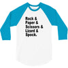 rock paper scissors lizard spock big bang theory geek nerd gift t shir 3/4 Sleeve Shirt
