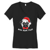 bah hum pug scrooge grinch christmas Women's V-Neck T-Shirt
