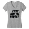 pray hustle repeat Women's V-Neck T-Shirt