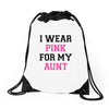 i wear pink for my aunt breast cancer Drawstring Bags
