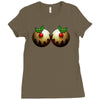 christmas pudding boobs funny Ladies Fitted T-Shirt