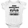 never underestimate an old man who was born in november Baby Onesie