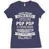 Super Cool Pop Pop Of A Freaking Awesome Granddaughter Ladies Fitted T-Shirt