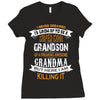 Super Cool Grandson Of A Freaking Awesome Grandma Ladies Fitted T-Shirt