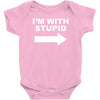 i'm with stupid mens Baby Onesie