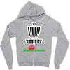 disc golf frisbee leaning on target basket innova Zipper Hoodie