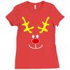 reindeer face novelty christmas Ladies Fitted T-Shirt