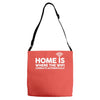 home is where the wifi funny Adjustable Strap Totes