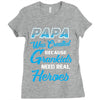 Papa Was Created because Grankids Need Real Heroes Ladies Fitted T-Shirt