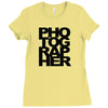 photographer camera photography modern text photos scrapbook geek t sh Ladies Fitted T-Shirt