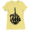 middle finger skeleton bone skull grafitti art Ladies Fitted T-Shirt