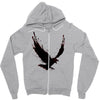 black raven with red eye Zipper Hoodie