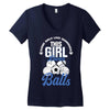 Some Girls Love Diamonds This Girl Loves Balls Women's V-Neck T-Shirt