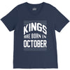kings are born in october V-Neck Tee