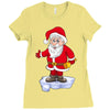 father christmas ringing xmas bells santa Ladies Fitted T-Shirt