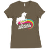 totally straight funny rainbow unicorn gay pride novelty fashion Ladies Fitted T-Shirt