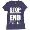 stop snow pression end winter funny Ladies Fitted T-Shirt