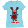 i love you bunny hare rabbit cupid couple kiss fun Ladies Fitted T-Shirt