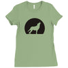 wolf howling at moon Ladies Fitted T-Shirt