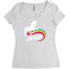 totally straight funny rainbow unicorn gay pride novelty fashion Women's Triblend Scoop T-shirt