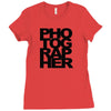 photographer camera photography modern text photos scrapbook geek t sh Ladies Fitted T-Shirt