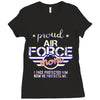 military, women's proud air force mom of her military son u Ladies Fitted T-Shirt