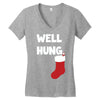 well hung endowed christmas stocking funny Women's V-Neck T-Shirt