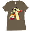 Calvin and hobbes Ladies Fitted T-Shirt