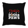 christmas dogs and paws Throw Pillow