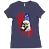 american eagle usa flag head Ladies Fitted T-Shirt