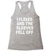 i flexed and the sleeves fell off Racerback Tank