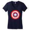 captain america dying bleeding logo Women's V-Neck T-Shirt